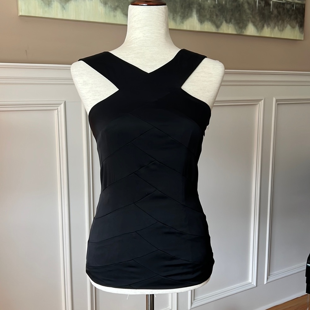 Banana Republic Monogram Silk Black Top